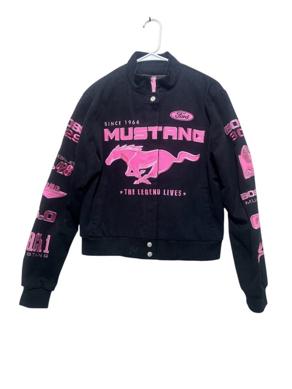 JH Design Ford Mustang Racing Jacket Womens Medium Embroidered Heavy Canvas Y2K - Picture 2 of 16